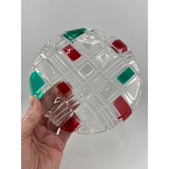 Vintage Home Beautiful Christmas Holiday Plaid Round Crystal Glass Salad‎ Plate - Picture 5 of 6